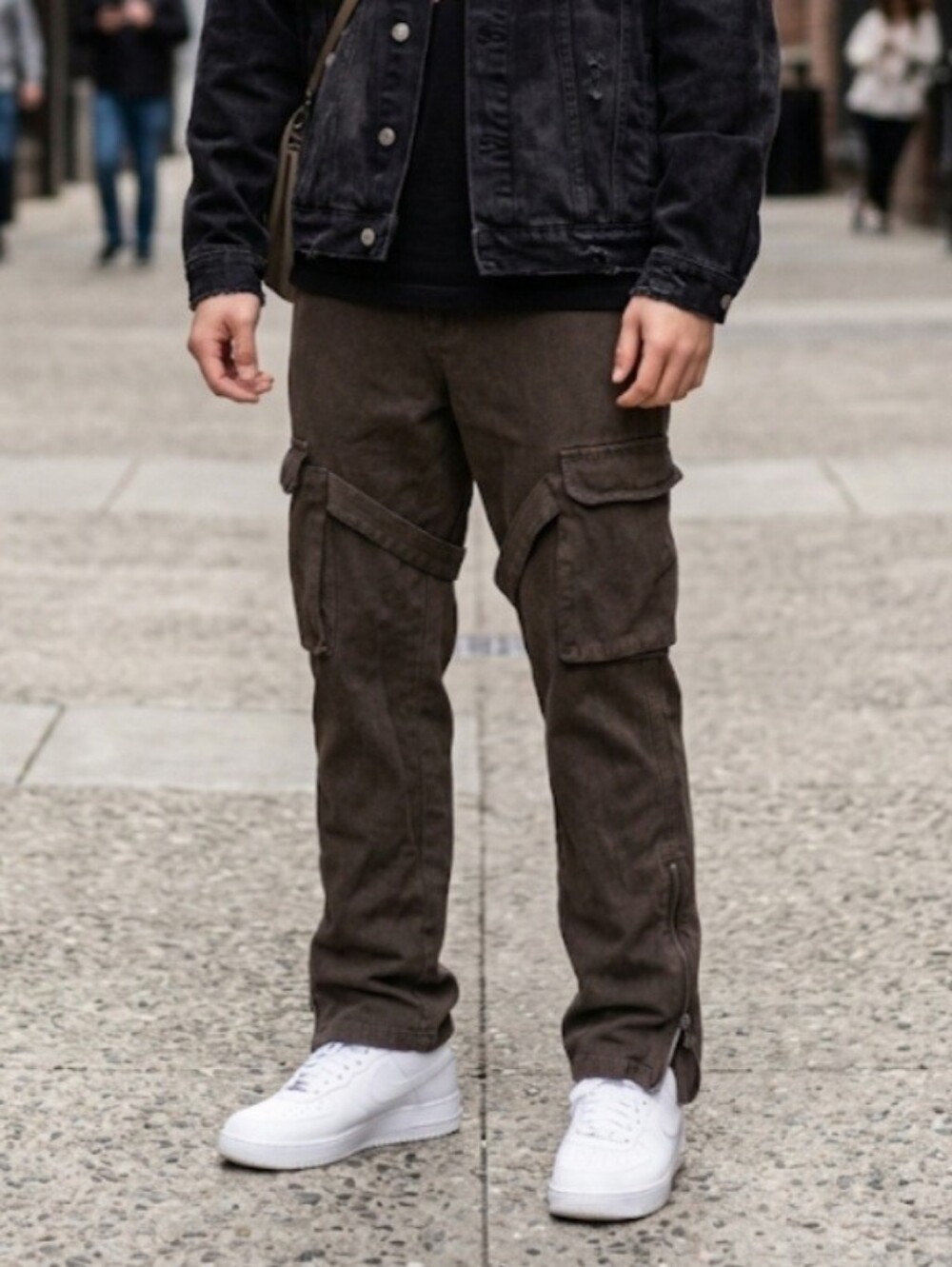 Urban Outfitters Standard Cloth Brown Herringbone Cotton Cargos Sz Small Strap